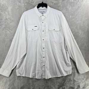 Poncho Outdoors Shirt Mens XXL White Long Sleeve Magnetic Pockets Regular Fit